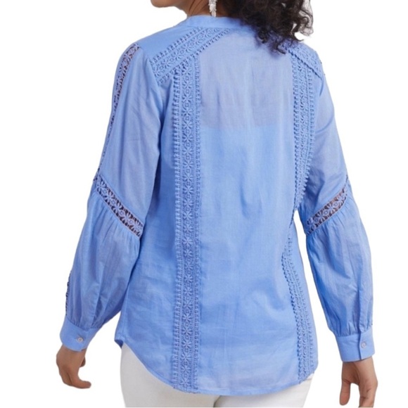 Soft Surroundings 1X Periwinkle Trianon Flowy Peasant Blouse Y6 - Picture 2 of 8